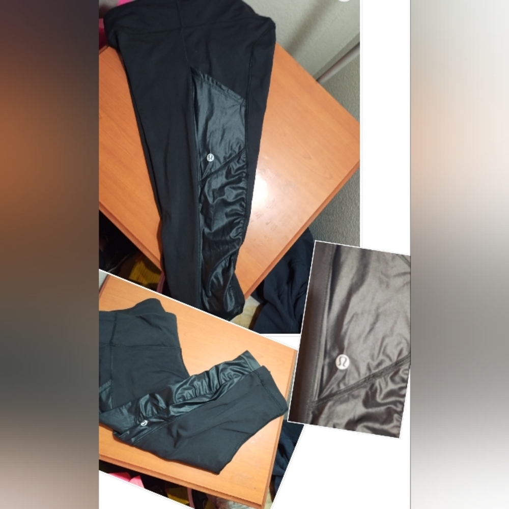 Lululemon Black Speed Tight cropped Leggings Ruffle with pocket